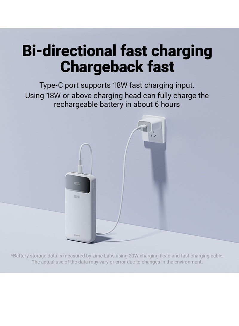زيم بنك الطاقة zime B225، سعة 10000 مللي أمبير، شاحن محمول سريع بقدرة 22.5 واط كحد أقصى، منفذ USB-C واحد، منفذان USB-A، بطارية احتياطية لأجهزة iPhone من سلسلة 16/15/14/13، وGalaxy، وغيرها - Image 4