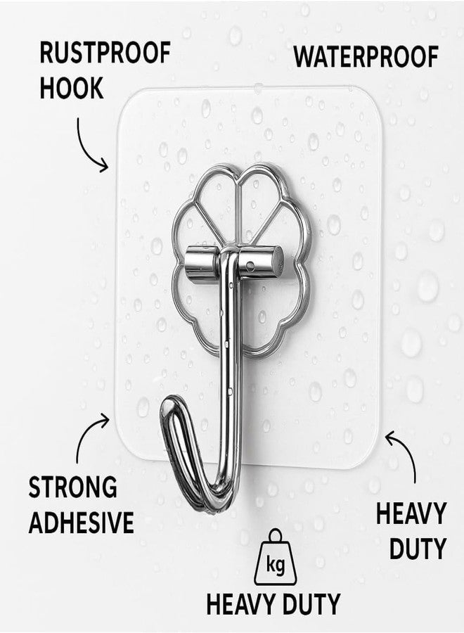 CLICKSY Adhesive Hooks for Wall Heavy Duty 6mm Nail Wall Hooks Adhesive for Photo Frame Hanging Hooks Wall Hook for Wall Hanging Without Drill (Flower Hook, 10-pcs) - Image 2