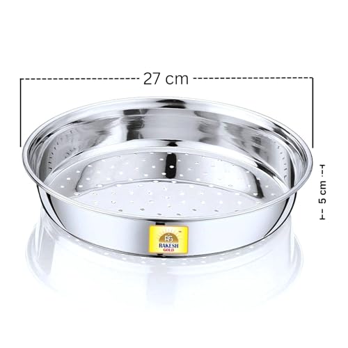 Rakesh Gold Steel-Stainer for Kitchen use – Multi-Use Channi for Kitchen/Steel Chalni with Holes for Wheat | (Stainless Steel) (Hole CHALNI, Regular Size) (Large Size, Hole CHALNI) - Image 3