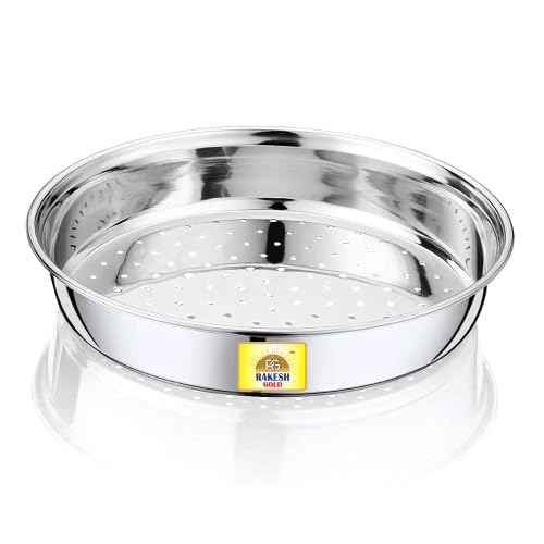 Rakesh Gold Steel-Stainer for Kitchen use – Multi-Use Channi for Kitchen/Steel Chalni with Holes for Wheat | (Stainless Steel) (Hole CHALNI, Regular Size) (Large Size, Hole CHALNI) - Image 1