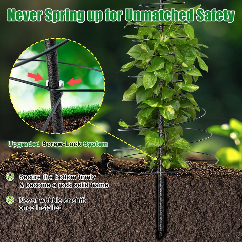 VRIEZOP Spiral Frame Trellis for Climbing Plants Outdoor Indoor - 44" Adjustable Heavy Duty Metal Garden Plant Support with Anti-Wobble Screws,for Pole Beans,Tomato, Sweet Pea,Clematis,Potted Plants,Vine - Image 4