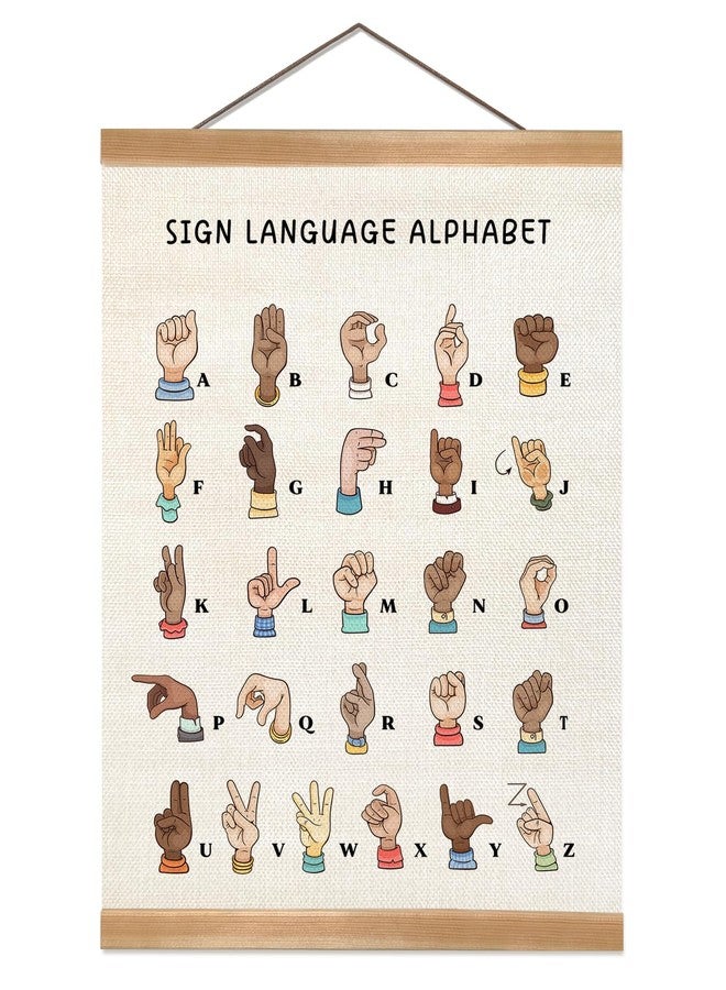 ZTGDA Sign Language Wall Art Poster, Sign Language Alphabet Wall Hanging Poster, Alphabet Banner Home Hanging Decor for Toddler Room Playroom Nursery Classroom Kids Room Decoration 12x16Inch - Image 1