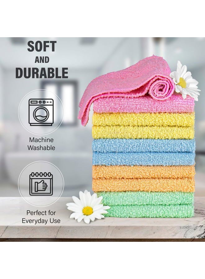 DecorRack 10 Pack 100% Cotton Wash Cloth, Luxurious Soft, 12 x 12 inch Ultra Absorbent, Machine Washable Washcloths, Assorted Colors (10 Pack) - Image 5