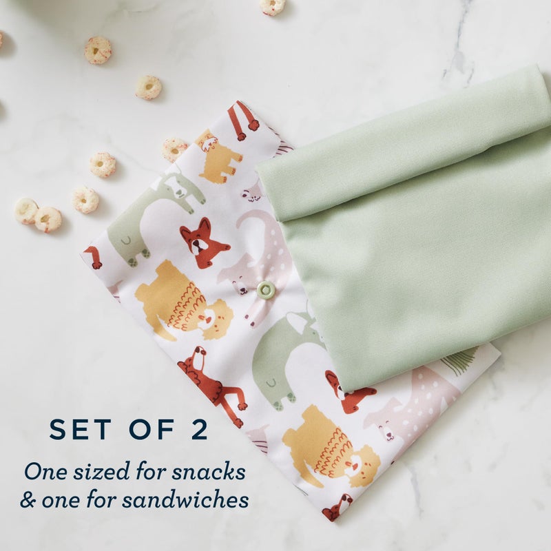 Esembly Snack + Sammy Pouches - Reusable Snack & Sandwich Bags| Silicone Storage Bag for Food | Microwave & Dishwasher Safe - Set of 2 - Botanic Gardens Amethyst - Image 3