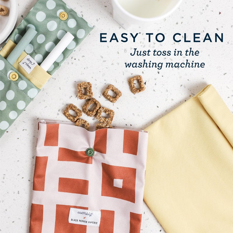 Esembly Snack + Sammy Pouches - Reusable Snack & Sandwich Bags| Silicone Storage Bag for Food | Microwave & Dishwasher Safe - Set of 2 - Botanic Gardens Amethyst - Image 2