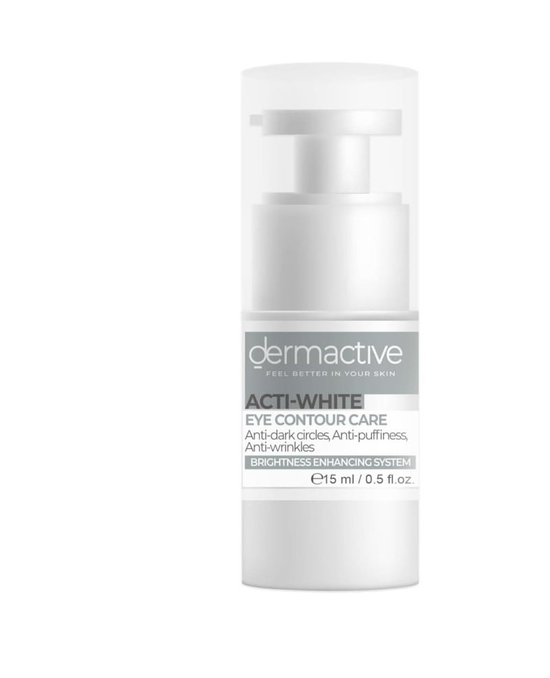 DERMACTIVE Acti White Eye Contour – 15 ml 4-in-1 Eye Solution, Brightens, De-Puffs, Hydrates, Revives Tired Eyes All Skin Types, Fragrance-Free, Daily Use – AM & PM