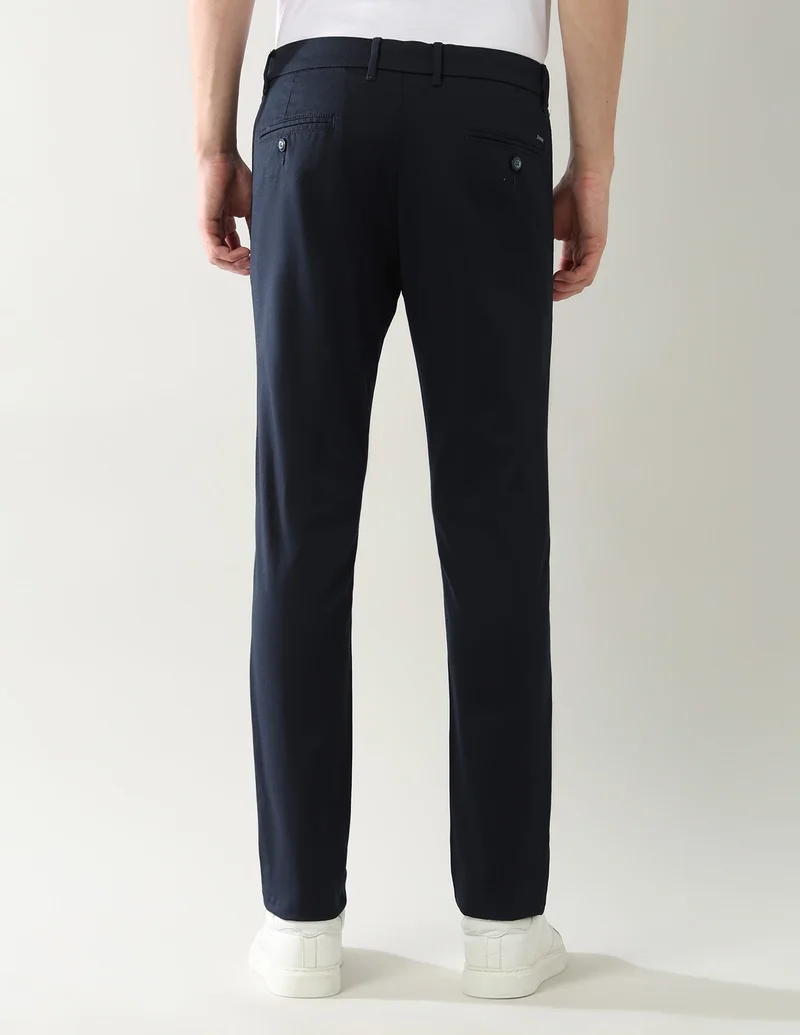 Arrow Navy Slim Fit Dobby Autopress Flx Trousers for Men | Best Price UAE