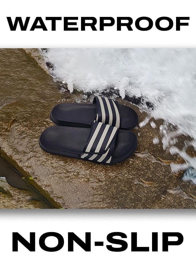 Generic Ultra Comfort Non-Slip Slides Arch Support Striped Sandals Slippers for Women and Men Shower Sandals for Indoor and Outdoor Use, Black  - Image 3