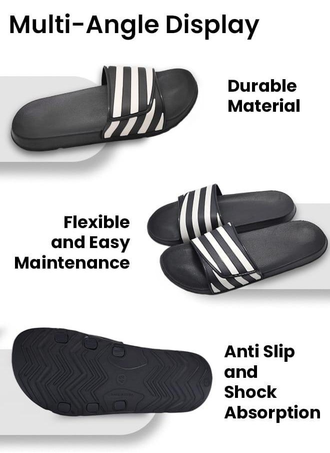 Generic Ultra Comfort Non-Slip Slides Arch Support Striped Sandals Slippers for Women and Men Shower Sandals for Indoor and Outdoor Use, Black  - Image 4