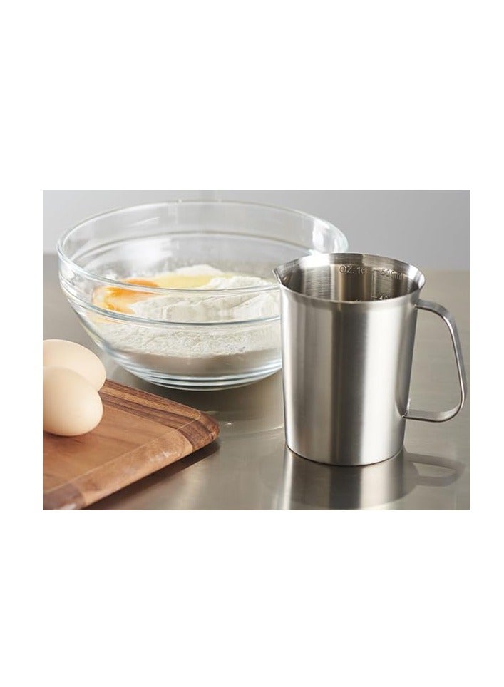 KASTWAVE Stainless Steel Measuring Cup, with Handle and Pour Lip, Metal Pitcher, Oz and ML Marking, for Baking and Cooking, Dishwasher, Freezer, and Preheated Oven Safe, Essential Kitchen Tools, 16OZ/500ML - Image 2