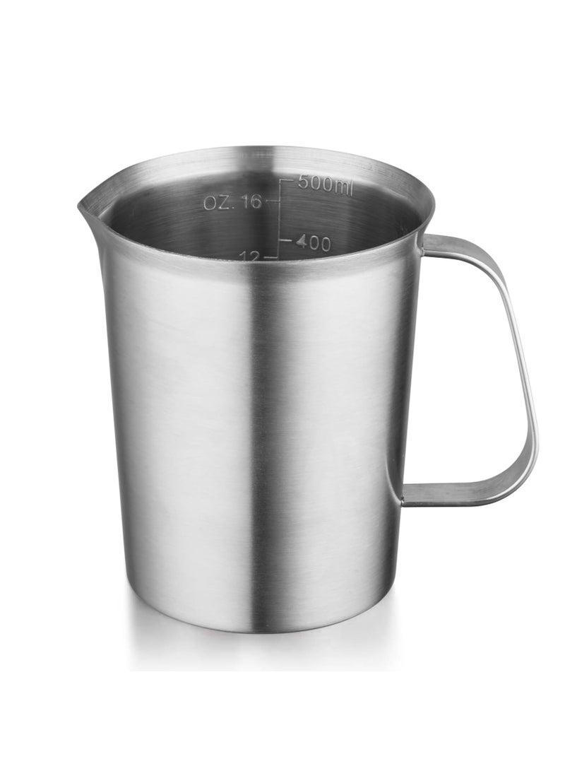 KASTWAVE Stainless Steel Measuring Cup, with Handle and Pour Lip, Metal Pitcher, Oz and ML Marking, for Baking and Cooking, Dishwasher, Freezer, and Preheated Oven Safe, Essential Kitchen Tools, 16OZ/500ML - Image 1