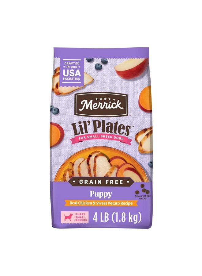 ميريك طعام جاف فاخر خالي من الحبوب من Merrick Lil' Plates للجراء الصغيرة، مصنوع من الدجاج الحقيقي والبطاطا الحلوة - كيس 4.0 رطل - Image 1