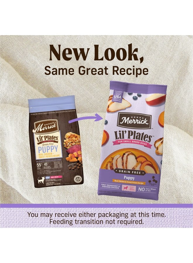 ميريك طعام جاف فاخر خالي من الحبوب من Merrick Lil' Plates للجراء الصغيرة، مصنوع من الدجاج الحقيقي والبطاطا الحلوة - كيس 4.0 رطل - Image 2
