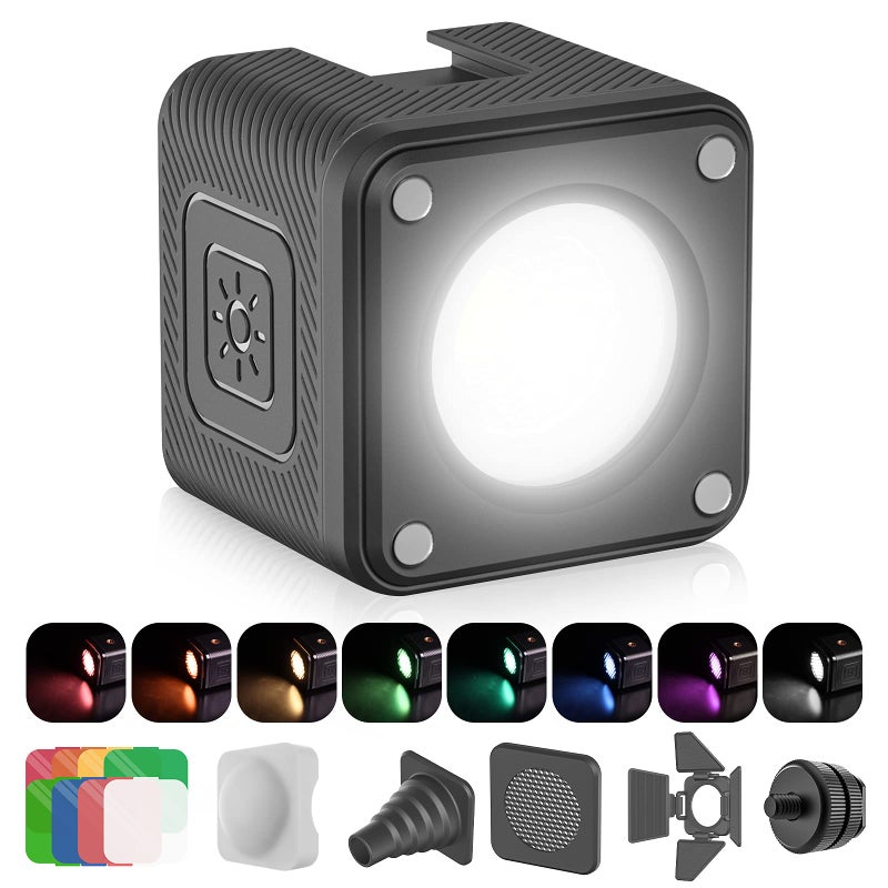 ULANZI LED فيديو لايت مقاوم للماء IP68 مجموعة إضاءة كاميرا مع مكعب صغير مع 8 فلاتر جيل ملونة، إضاءة تصوير قابلة للتعتيم محمولة 5500K CRI95+ لكاميرا DSLR سوني كانون نيكون كاميرا أكشن - Image 4