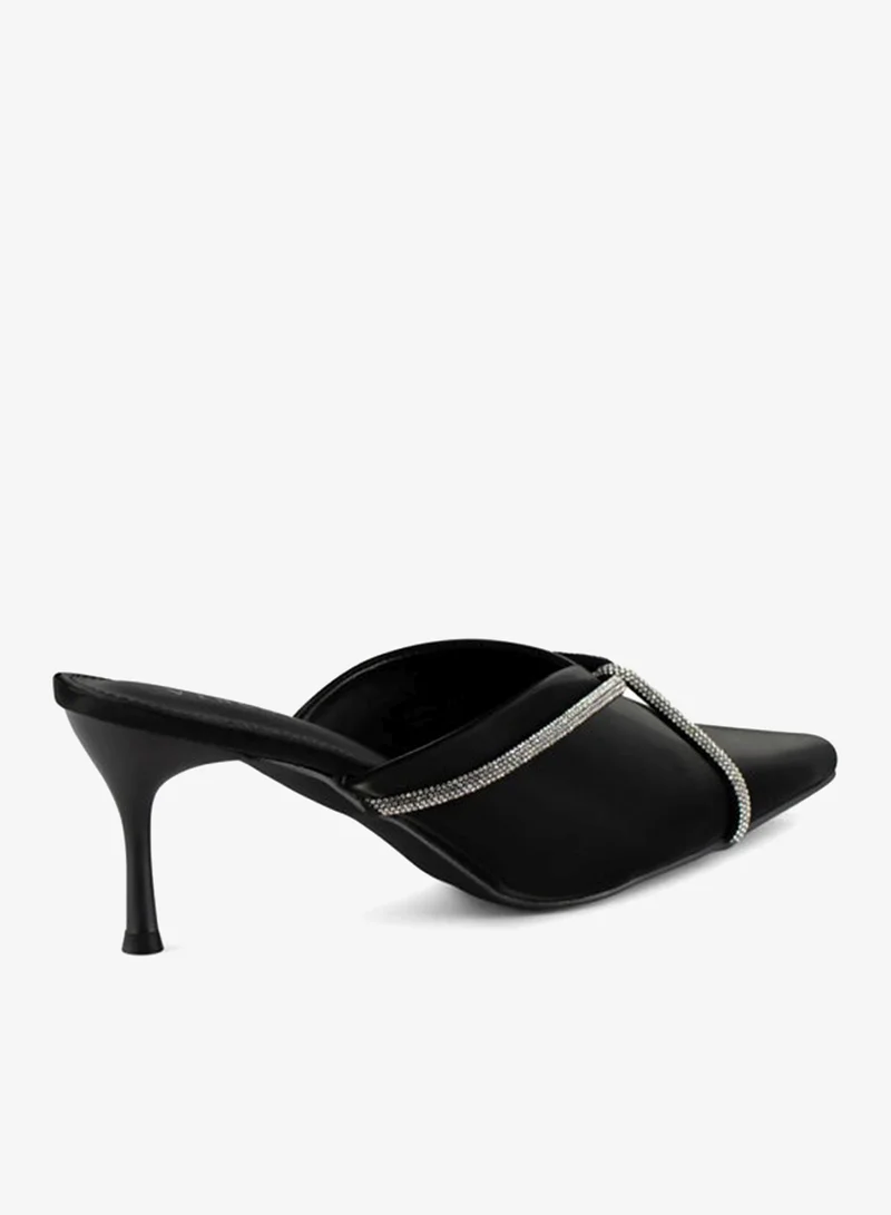 Vincci Black Women Pointed Toe Mid Heel Pumps for Women | Best Price UAE