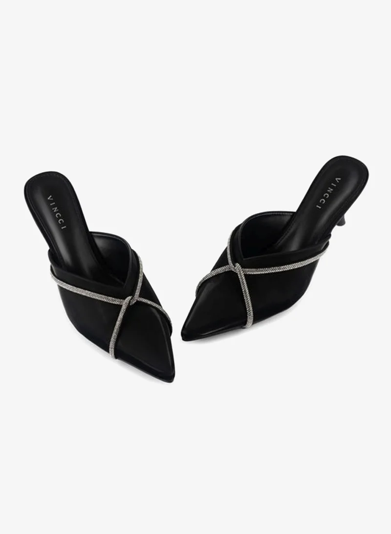 Vincci Black Women Pointed Toe Mid Heel Pumps for Women | Best Price UAE