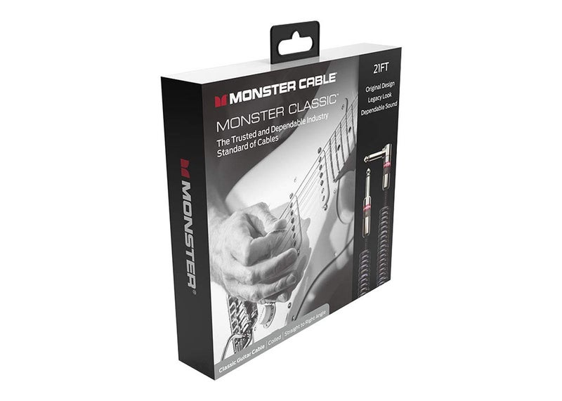 Monster Prolink Classic Instrument Guitar Cable - 21 ft Straight to Right Angle Instrument Cable. All Metal & Duraflex Outer Jacket. 90% Copper Braided Shield Monster Coiled Black Instrument Cable - Image 3
