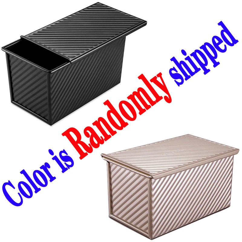 Cayanmydery Pullman Loaf Pan with Lid, Non-Stick Bakeware Golden Corrugated Carbon Steel Bread Toast Box Mold with Cover for Baking Bread, 1 lb Dough Capacity - Image 2