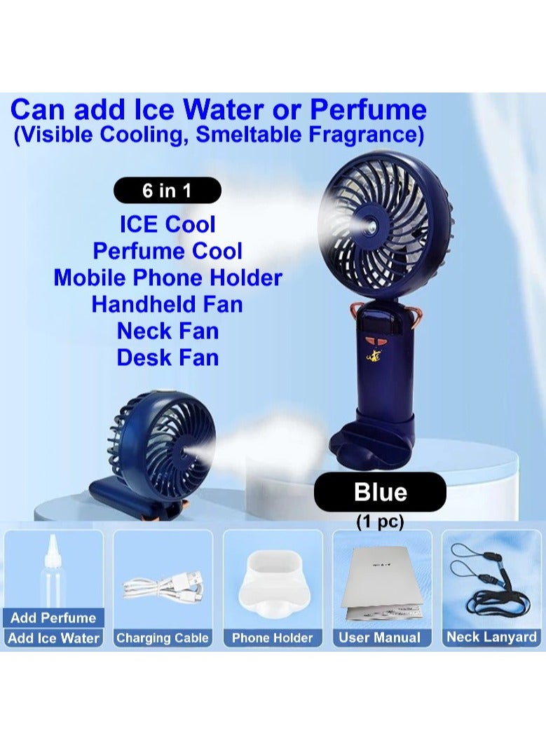 【6 in 1】 Aladdin Fan Portable, Multifunctional Fan, High Speed Ice Cool Water Fan, ICE Cool+Perfume Cool+Mobile Phone Holder+Handheld+Neck+Desk 6 in 1 Personal Fan, Large Battery, OLED Display, Visible Cooling Smeltable Fragrance, TBSoon - Image 1