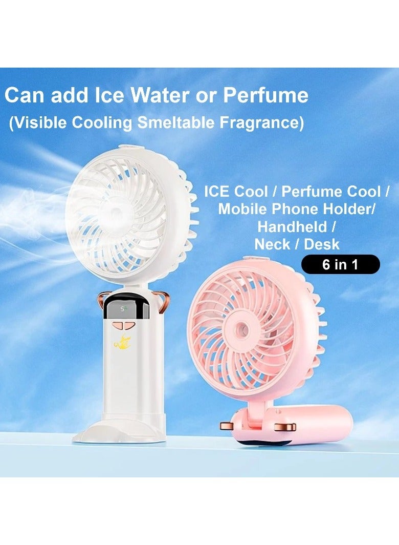 【6 in 1】 Aladdin Fan Portable, Multifunctional Fan, High Speed Ice Cool Water Fan, ICE Cool+Perfume Cool+Mobile Phone Holder+Handheld+Neck+Desk 6 in 1 Personal Fan, Large Battery, OLED Display, Visible Cooling Smeltable Fragrance, TBSoon - Image 3
