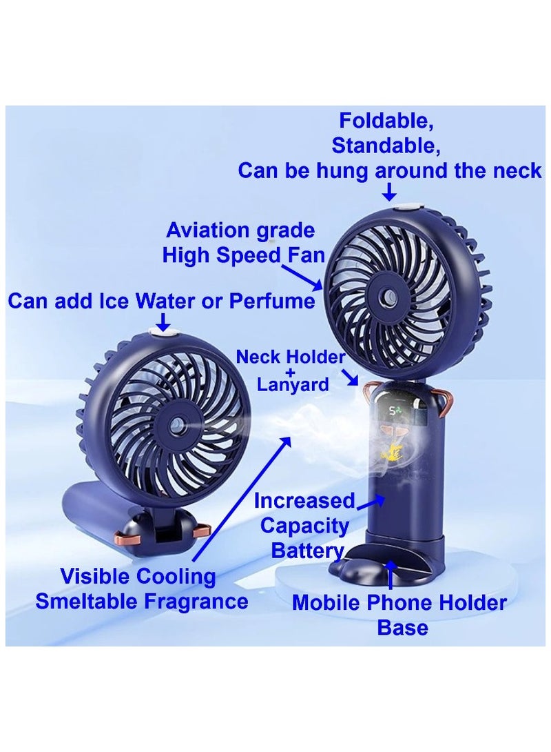 【6 in 1】 Aladdin Fan Portable, Multifunctional Fan, High Speed Ice Cool Water Fan, ICE Cool+Perfume Cool+Mobile Phone Holder+Handheld+Neck+Desk 6 in 1 Personal Fan, Large Battery, OLED Display, Visible Cooling Smeltable Fragrance, TBSoon - Image 4