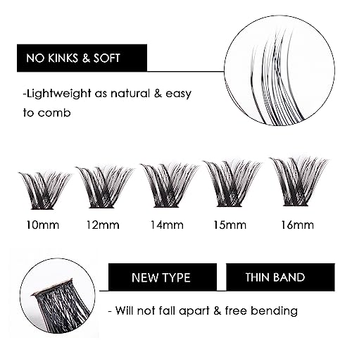 Magnetic SL Cluster Lashes 72 Individual Lashes Clusters Eyelash Extensions False Eyelashes DIY Lash Extension Reusable False Eyelashes Natural Look Mix 10-16mm C D Curl-DM27 - Image 3