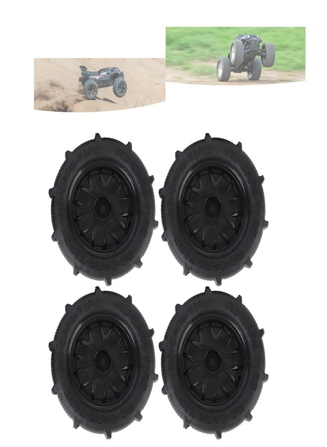 KUIDAMOS 4 Pcs RC Beach Wheels, Hard Wearing RC Desert Tires Strong Cushioning Rubber Plastic for Sand 80mm Diameter, 40mm Width For 12mm Coupler 1/14 1/16 1/18 Proportional Vehicle - Image 1