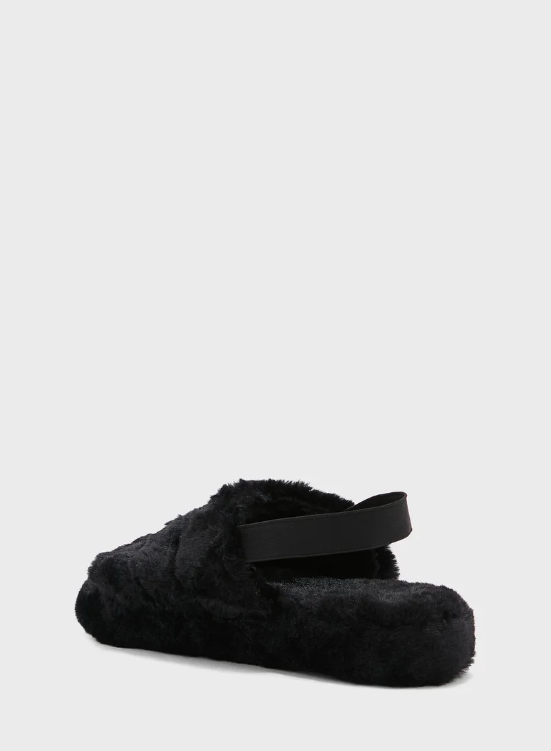 Ginger Quilted Furry Slingback Bedroom Slipper