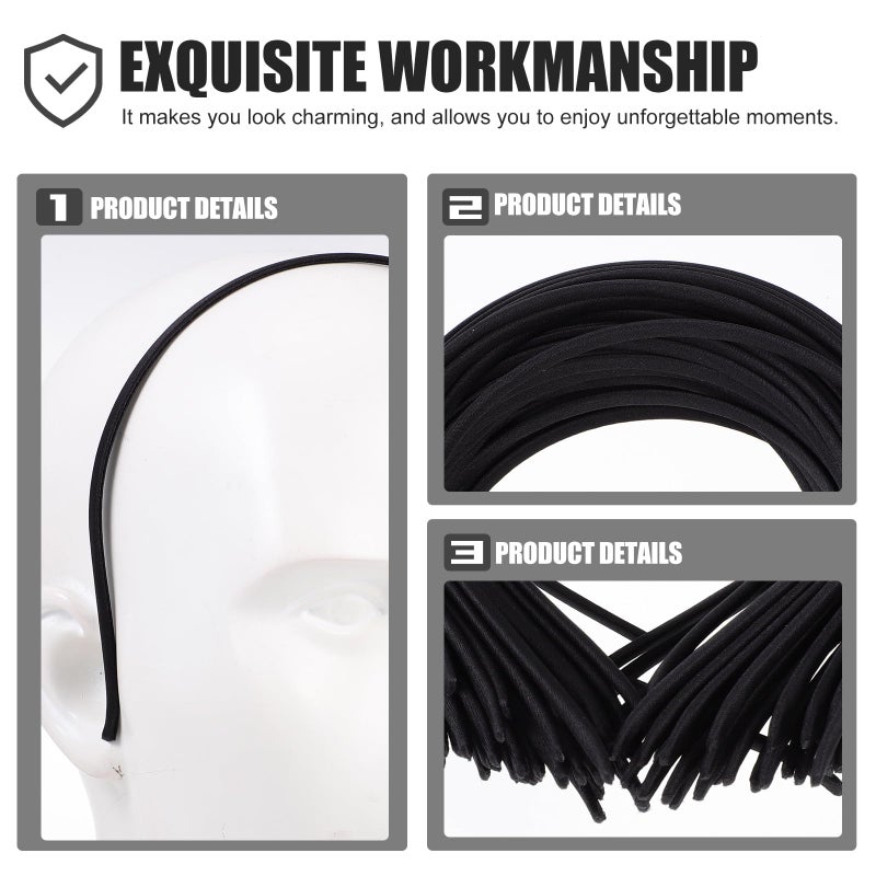 50 قطعة من عصابات الشعر القماشية السوداء بعرض 5 مم لصنع أطواق الشعر DIY والتنسيق اليومي - Image 4