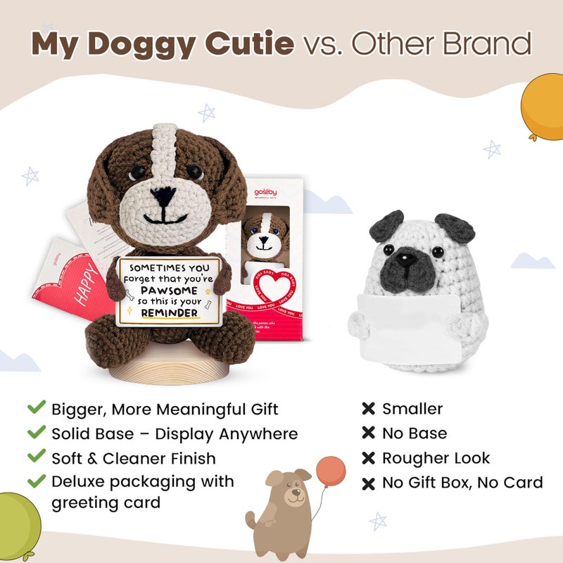 Gossby Positive Dog Crochet - You Forget You're Pawsome - Inspirational Gift for Women, Men - Christmas, Birthday, Emotional Support, Positive Dog Lover Gift for Friend, Coworker, Teacher, Mom - Image 2