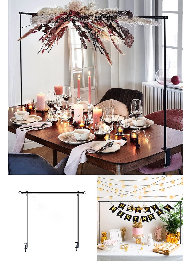 TAPIT Wedding Over-the-Table Decor Stand, Adjustable Width Metal Arch Stand for Centerpiece Floral Arrangements, Party Dining Table Decor Rod Stand (Black) - Image 2