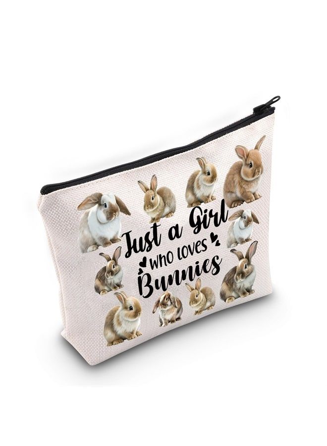 LEVLO Funny Bunny Cosmetic Bag Animal Lover Gift Just A Girl Who Loves Bunnies Makeup Zipper Pouch Bag Bunny Lover Gift (Bunnies) - Image 1