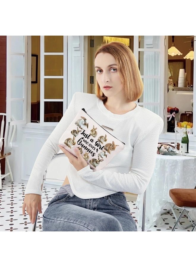 LEVLO Funny Bunny Cosmetic Bag Animal Lover Gift Just A Girl Who Loves Bunnies Makeup Zipper Pouch Bag Bunny Lover Gift (Bunnies) - Image 5