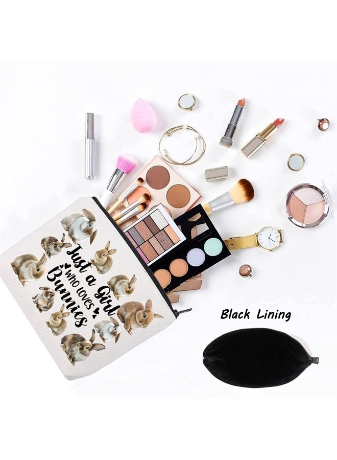 LEVLO Funny Bunny Cosmetic Bag Animal Lover Gift Just A Girl Who Loves Bunnies Makeup Zipper Pouch Bag Bunny Lover Gift (Bunnies) - Image 3