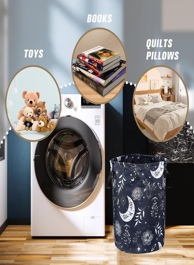 NUTAINLA Gothic Moon Laundry Basket Moon Phase Foldable Oxford Cloth Funny Tote Bag Laundry Hamper Clothes Storage Bucket Organizer For Bathroom/Laundry Storage/Bedroom 17.7x13.7 Inch - Image 5