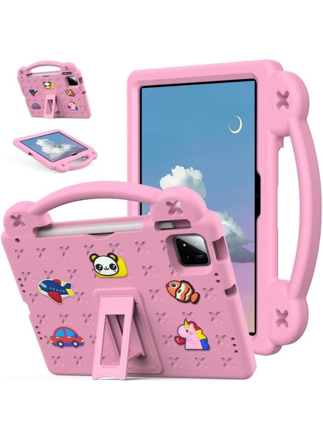 Tablet Case for Xiaomi Pad 7/Pad 7 Pro 11.2 Inch 2024, Kids Friendly Universal Shockproof Protective Case with Stand Handle (Pink) - Image 1