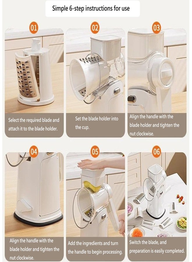 RULA Rotary Cheese Grater Hand Crank Vegetable Chopper Slicer Set, Fruit Cutter Veggie Shredder Food Dicer Chopping Cooking for Nuts Onion Tomato Potato Salad Garlic Cucumber Carrot and Cabbage - Image 3