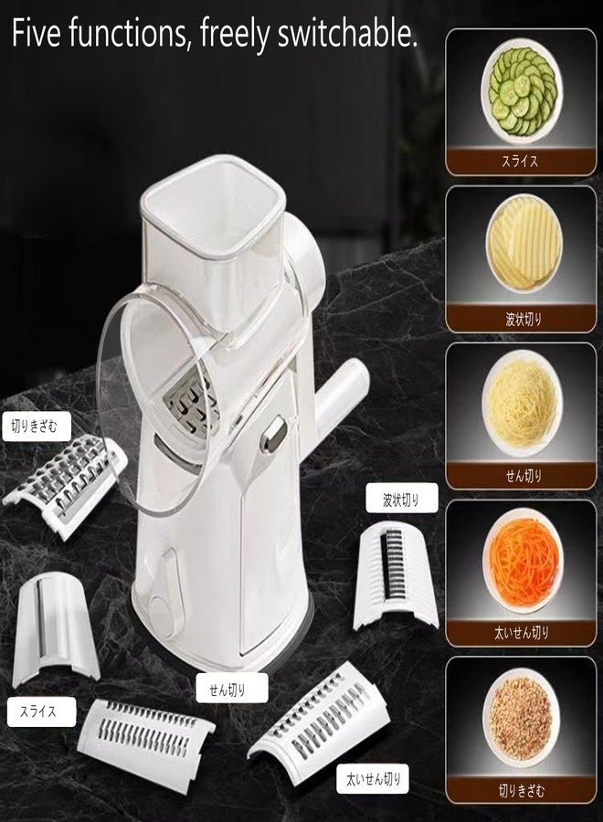 RULA Rotary Cheese Grater Hand Crank Vegetable Chopper Slicer Set, Fruit Cutter Veggie Shredder Food Dicer Chopping Cooking for Nuts Onion Tomato Potato Salad Garlic Cucumber Carrot and Cabbage - Image 2