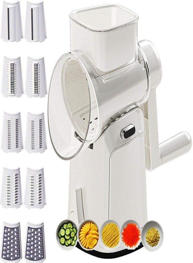 RULA Rotary Cheese Grater Hand Crank Vegetable Chopper Slicer Set, Fruit Cutter Veggie Shredder Food Dicer Chopping Cooking for Nuts Onion Tomato Potato Salad Garlic Cucumber Carrot and Cabbage - Image 1