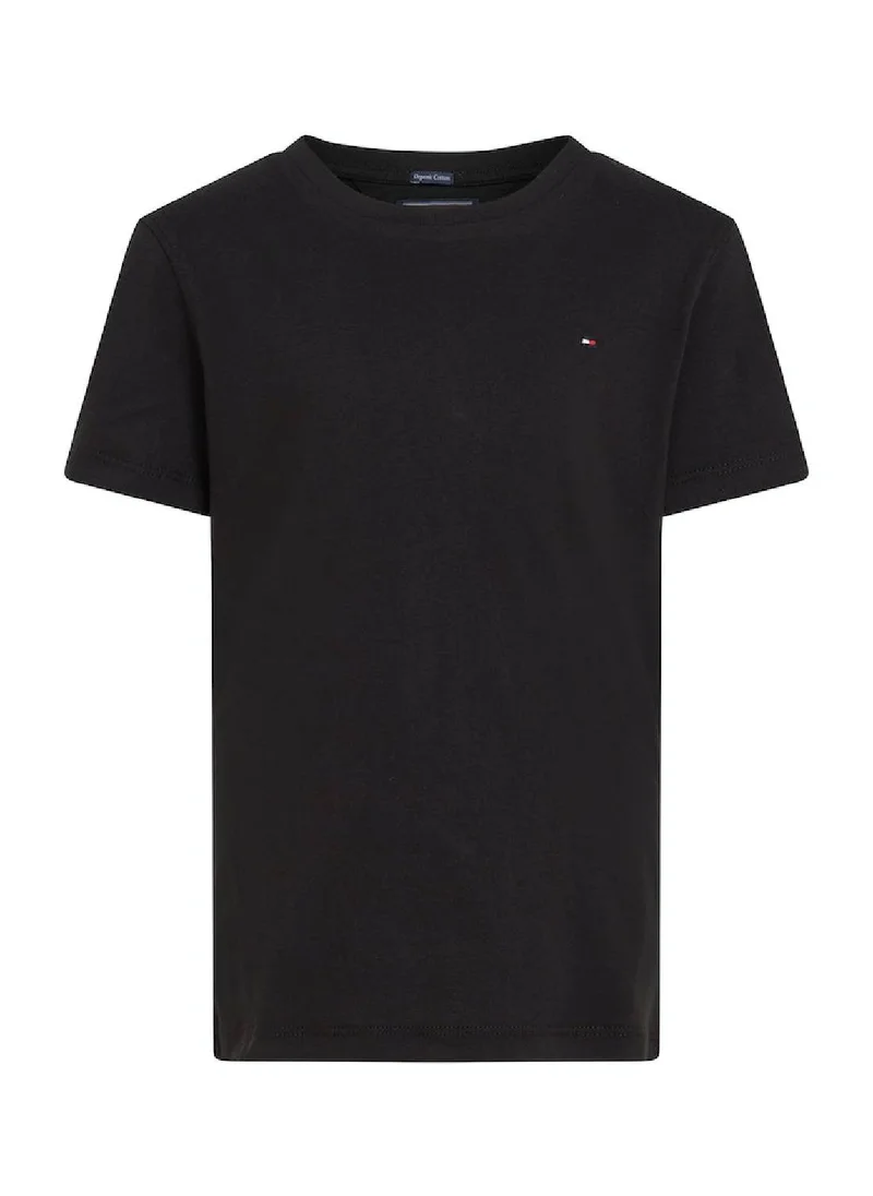 TOMMY HILFIGER Boys' Essential Organic Cotton T-Shirt, Black