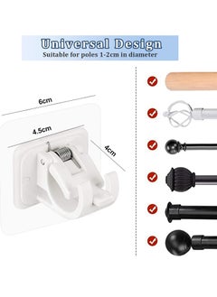 Bukela Self Adhesive Curtain Rod Bracket, 6 Pcs Nail Free Adjustable Rod Bracket Holder, Adjustable Drapery Towel Holder Fixing Hook for Home Bathroom Kitchen Hotel (White)  - Image 4