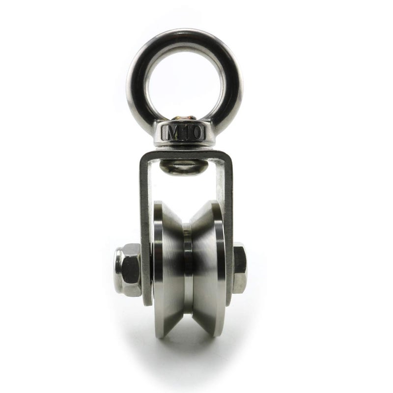 Heyous 1Pack V Type Swivel Pulley 304 Stainless Steel Duplex Bearing SuperSilent Detachable 360 Degree Rotation Heavy Duty Traction Wheel