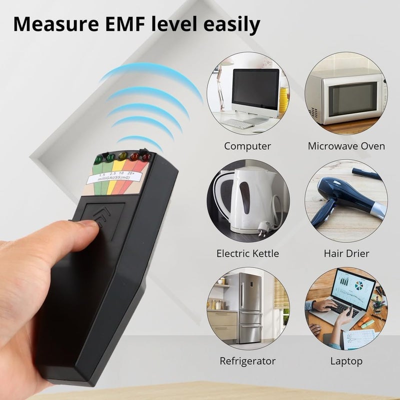 Paranormal Emf Detector with 5 Led Magnetic Field Meter, Electromagnetic Field Tester for Ghost Hunting, 50Hz-20,000Hz (Black) - Image 2
