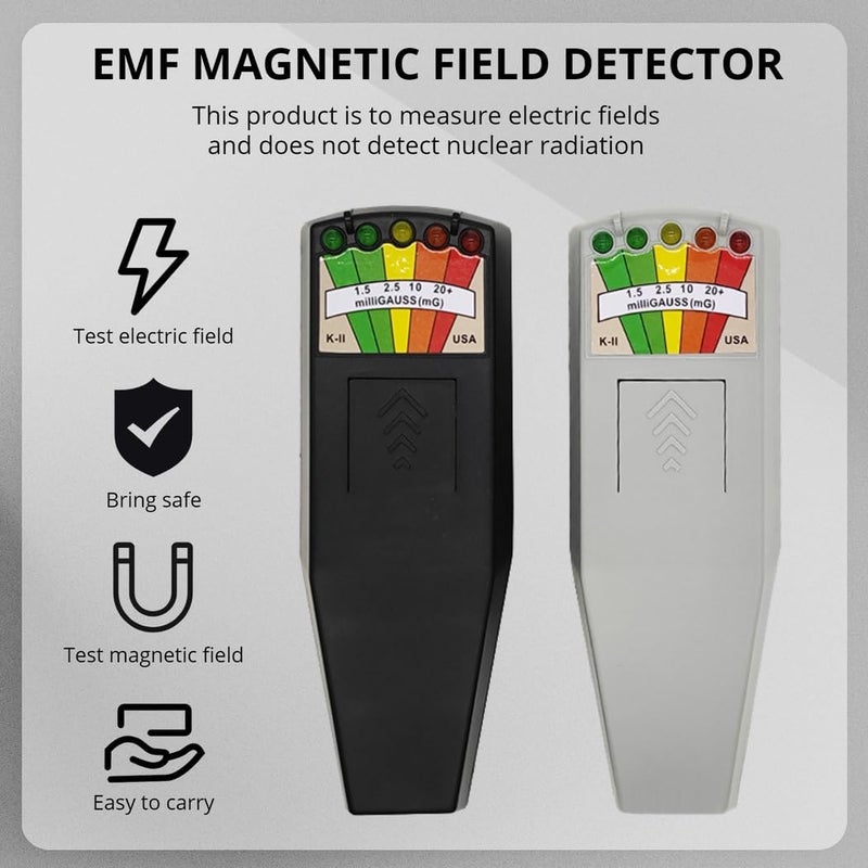 Paranormal Emf Detector with 5 Led Magnetic Field Meter, Electromagnetic Field Tester for Ghost Hunting, 50Hz-20,000Hz (Black) - Image 1