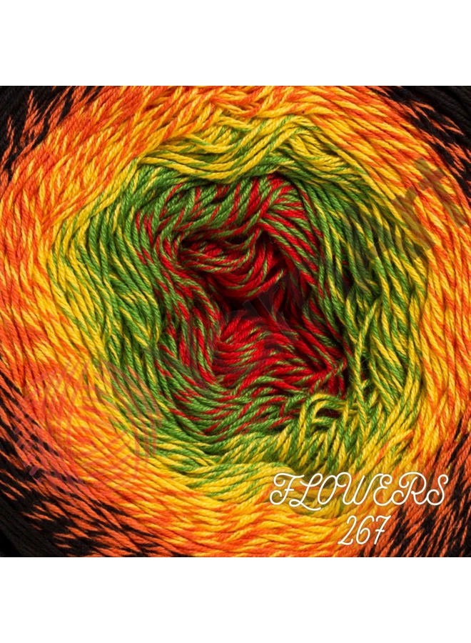 Yarn art خيوط يارن آرت فلورز 55% قطن 45% أكريليك 250غ 1094 ياردة خيوط قطن متعددة الألوان خيوط كروشيه قوس قزح ربيع صيف 2 خيوط رياضية (267) - Image 2