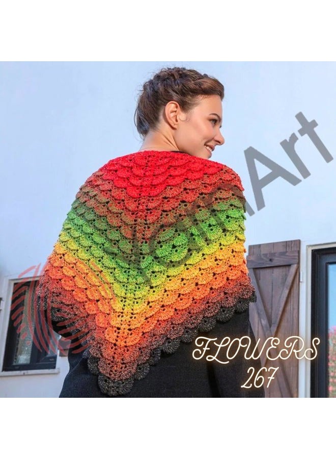 Yarn art خيوط يارن آرت فلورز 55% قطن 45% أكريليك 250غ 1094 ياردة خيوط قطن متعددة الألوان خيوط كروشيه قوس قزح ربيع صيف 2 خيوط رياضية (267) - Image 3