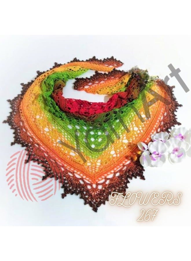 Yarn art خيوط يارن آرت فلورز 55% قطن 45% أكريليك 250غ 1094 ياردة خيوط قطن متعددة الألوان خيوط كروشيه قوس قزح ربيع صيف 2 خيوط رياضية (267) - Image 4