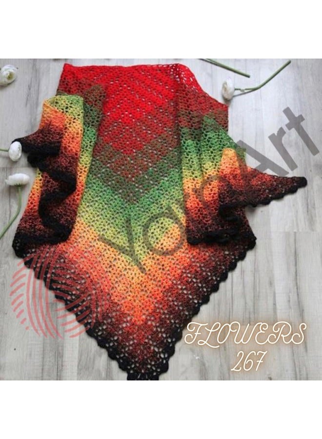 Yarn art خيوط يارن آرت فلورز 55% قطن 45% أكريليك 250غ 1094 ياردة خيوط قطن متعددة الألوان خيوط كروشيه قوس قزح ربيع صيف 2 خيوط رياضية (267) - Image 5