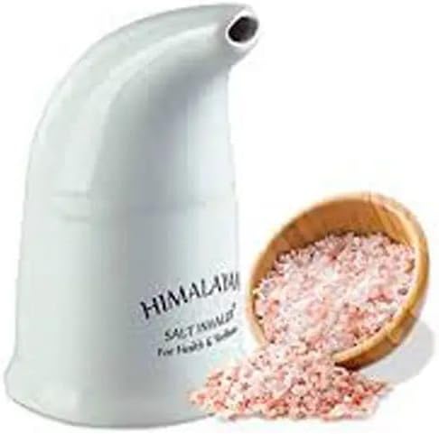 Himalayan Salt Inhaler, Handcrafted Ceramic Body with Granular Salt. Handheld Design for Personal use.