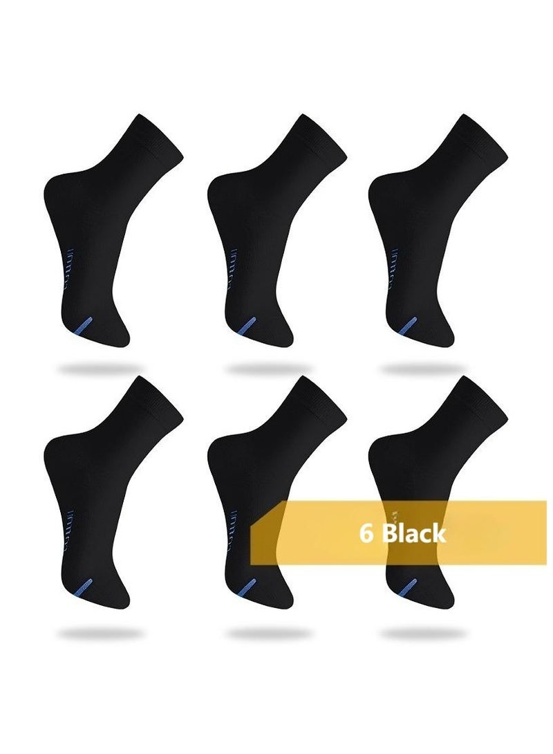 6 Pairs Of Boxed Men's Casual Breathable Business Style Mid Length Socks 